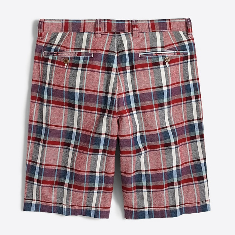 11” plaid linen-cotton Rivington Short